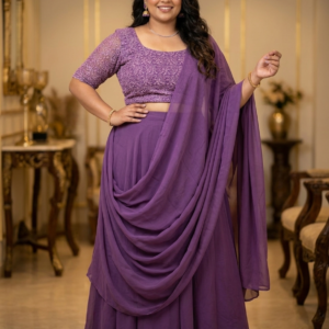 Pastel Onion Pink Georgette Lehenga