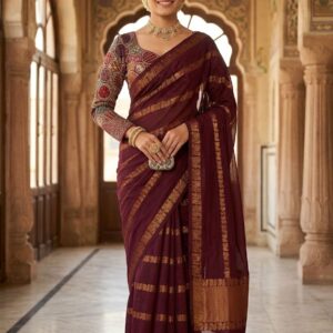 Sungudi Cotton Saree-Dark maroon