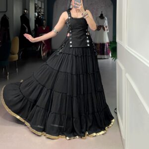 Marble Fabric Lehenga Set with Koti – Festive Elegance