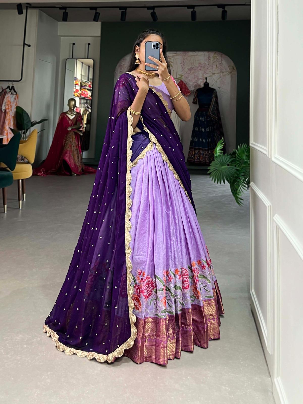 Cotton Silk Lehenga Set – Thread Embroidery with Georgette Dupatta - Image 2