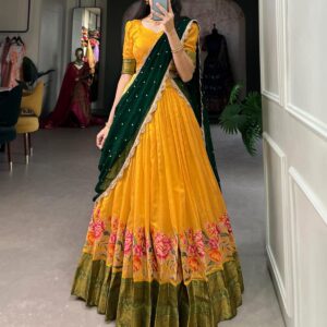 Cotton Silk Lehenga Set – Thread Embroidery with Georgette Dupatta
