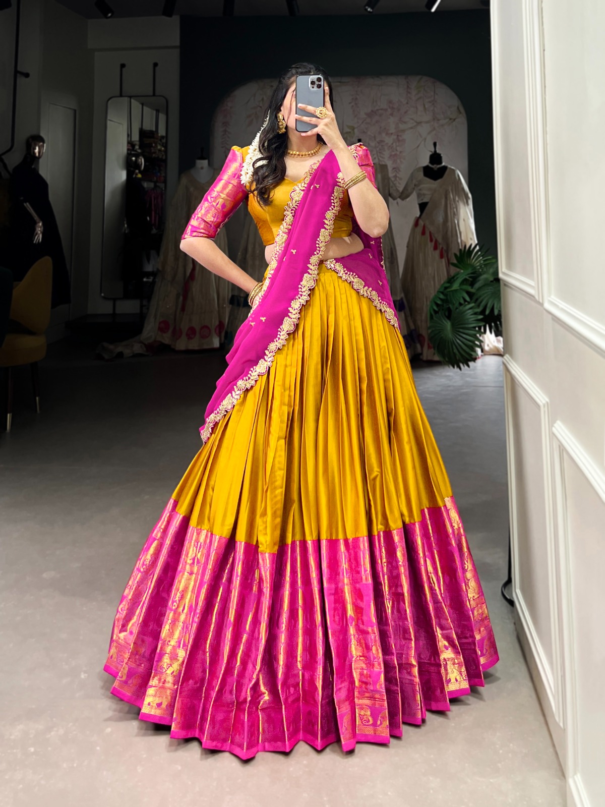 Narayan Pattu Lehanga in three colours