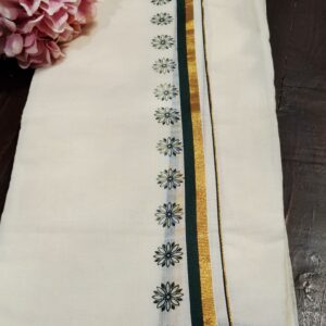 Cotton Set Mundu-Green